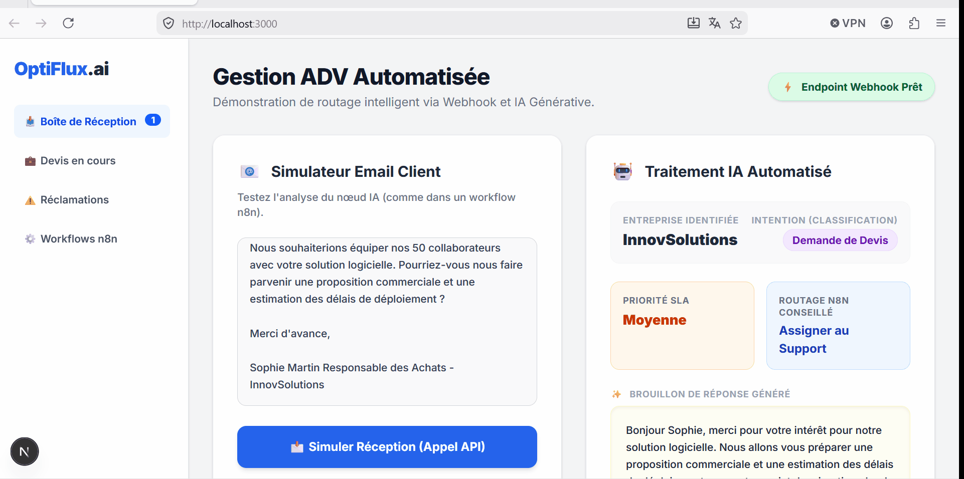 OptiFlux CRM Démo Animée